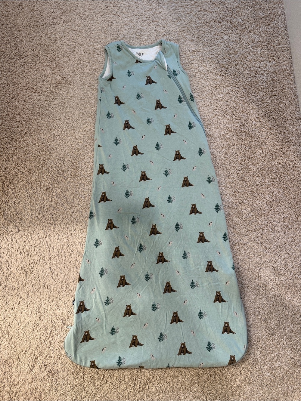 Kyte Baby Green Bear Print Sleeveless Baby Sleep Sack